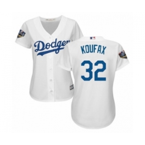 Women's Majestic Los Angeles Dodgers #32 Sandy Koufax Authentic White Home Cool Base 2018 World Series MLB Jersey
