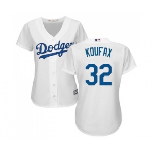 Women's Majestic Los Angeles Dodgers #32 Sandy Koufax Authentic White Home Cool Base MLB Jersey