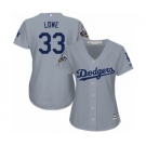 Women's Majestic Los Angeles Dodgers #33 Mark Lowe Authentic Grey Road Cool Base 2018 World Series MLB Jersey