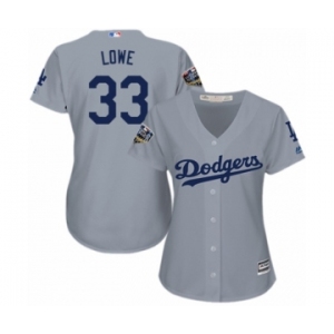 Women's Majestic Los Angeles Dodgers #33 Mark Lowe Authentic Grey Road Cool Base 2018 World Series MLB Jersey