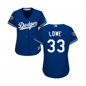 Women's Majestic Los Angeles Dodgers #33 Mark Lowe Authentic Royal Blue Alternate Cool Base 2018 World Series MLB Jersey