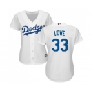 Women's Majestic Los Angeles Dodgers #33 Mark Lowe Authentic White Home Cool Base MLB Jersey