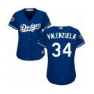 Women's Majestic Los Angeles Dodgers #34 Fernando Valenzuela Authentic Royal Blue Fashion 2018 World Series MLB Jersey