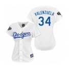 Women's Majestic Los Angeles Dodgers #34 Fernando Valenzuela Authentic White 2018 World Series MLB Jersey