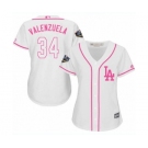 Women's Majestic Los Angeles Dodgers #34 Fernando Valenzuela Authentic White Fashion Cool Base 2018 World Series MLB Jersey