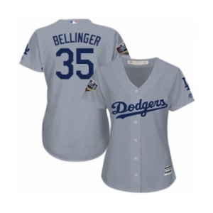 Women's Majestic Los Angeles Dodgers #35 Cody Bellinger Authentic Grey Road Cool Base 2018 World Series MLB Jersey