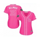 Women's Majestic Los Angeles Dodgers #35 Cody Bellinger Authentic Pink Fashion Cool Base 2018 World Series MLB Jersey