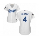 Women's Majestic Los Angeles Dodgers #4 Babe Herman Authentic White Home Cool Base 2018 World Series MLB Jersey