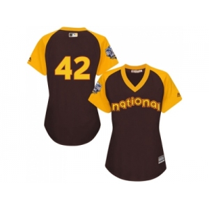 Women's Majestic Los Angeles Dodgers #42 Jackie Robinson Authentic Brown 2016 All-Star National League BP Cool Base MLB Jersey