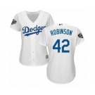 Women's Majestic Los Angeles Dodgers #42 Jackie Robinson Authentic White 2018 World Series MLB Jersey