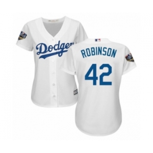 Women's Majestic Los Angeles Dodgers #42 Jackie Robinson Authentic White 2018 World Series MLB Jersey