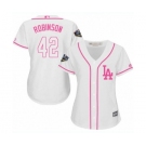 Women's Majestic Los Angeles Dodgers #42 Jackie Robinson Authentic White Fashion Cool Base 2018 World Series MLB Jersey