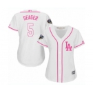 Women's Majestic Los Angeles Dodgers #5 Corey Seager Authentic White Fashion Cool Base 2018 World Series MLB Jersey