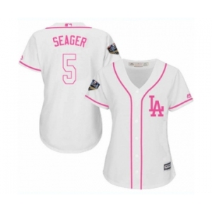 Women's Majestic Los Angeles Dodgers #5 Corey Seager Authentic White Fashion Cool Base 2018 World Series MLB Jersey