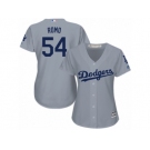 Women's Majestic Los Angeles Dodgers #54 Sergio Romo Authentic Grey Road Cool Base MLB Jersey