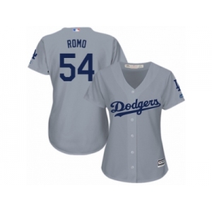 Women's Majestic Los Angeles Dodgers #54 Sergio Romo Authentic Grey Road Cool Base MLB Jersey