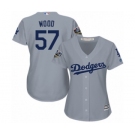 Women's Majestic Los Angeles Dodgers #57 Alex Wood Authentic Grey Road Cool Base 2018 World Series MLB Jersey