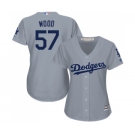 Women's Majestic Los Angeles Dodgers #57 Alex Wood Authentic Grey Road Cool Base MLB Jersey