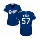 Women's Majestic Los Angeles Dodgers #57 Alex Wood Authentic Royal Blue Alternate Cool Base 2018 World Series MLB Jersey