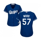 Women's Majestic Los Angeles Dodgers #57 Alex Wood Authentic Royal Blue Alternate Cool Base MLB Jersey