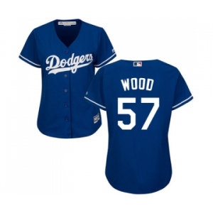 Women's Majestic Los Angeles Dodgers #57 Alex Wood Authentic Royal Blue Alternate Cool Base MLB Jersey