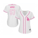 Women's Majestic Los Angeles Dodgers #57 Alex Wood Authentic White Fashion Cool Base MLB Jersey