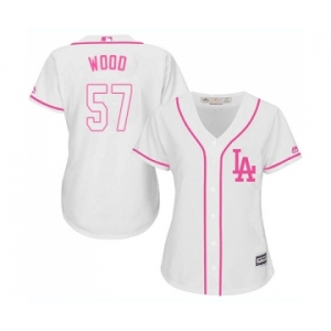 Women's Majestic Los Angeles Dodgers #57 Alex Wood Authentic White Fashion Cool Base MLB Jersey