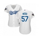 Women's Majestic Los Angeles Dodgers #57 Alex Wood Authentic White Home Cool Base 2018 World Series MLB Jersey