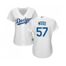 Women's Majestic Los Angeles Dodgers #57 Alex Wood Authentic White Home Cool Base MLB Jersey