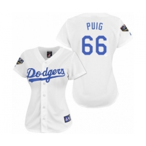Women's Majestic Los Angeles Dodgers #66 Yasiel Puig Authentic White 2018 World Series MLB Jersey