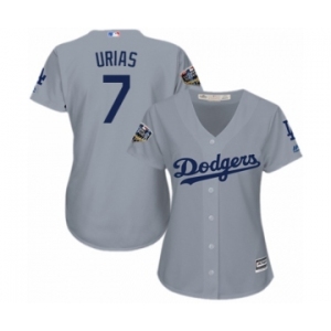 Women's Majestic Los Angeles Dodgers #7 Julio Urias Authentic Grey Road Cool Base 2018 World Series MLB Jersey