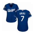 Women's Majestic Los Angeles Dodgers #7 Julio Urias Authentic Royal Blue Alternate Cool Base 2018 World Series MLB Jersey