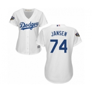 Women's Majestic Los Angeles Dodgers #74 Kenley Jansen Authentic White Home Cool Base 2018 World Series MLB Jersey
