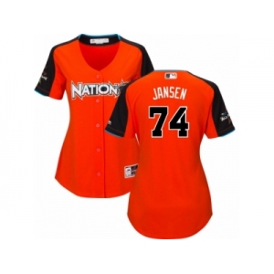 Women's Majestic Los Angeles Dodgers #74 Kenley Jansen Replica Orange National League 2017 MLB All-Star MLB Jersey