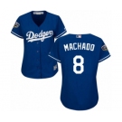 Women's Majestic Los Angeles Dodgers #8 Manny Machado Authentic Royal Blue Alternate Cool Base 2018 World Series MLB Jersey