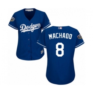 Women's Majestic Los Angeles Dodgers #8 Manny Machado Authentic Royal Blue Alternate Cool Base 2018 World Series MLB Jersey