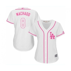 Women's Majestic Los Angeles Dodgers #8 Manny Machado Authentic White Fashion Cool Base MLB Jersey