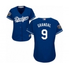 Women's Majestic Los Angeles Dodgers #9 Yasmani Grandal Authentic Royal Blue Alternate Cool Base 2018 World Series MLB Jersey