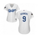 Women's Majestic Los Angeles Dodgers #9 Yasmani Grandal Authentic White Home Cool Base 2018 World Series MLB Jersey