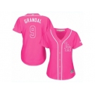 Women's Majestic Los Angeles Dodgers #9 Yasmani Grandal Replica Pink Fashion Cool Base MLB Jersey