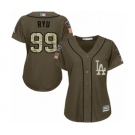 Women's Majestic Los Angeles Dodgers #99 Hyun-Jin Ryu Authentic Green Salute to Service 2018 World Series MLB Jersey
