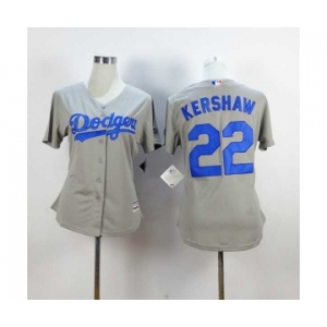 women mlb jerseys los angeles dodgers #22 kershaw grey
