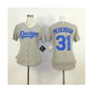 women mlb jerseys los angeles dodgers #31 pederson grey