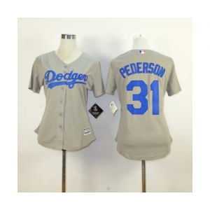women mlb jerseys los angeles dodgers #31 pederson grey