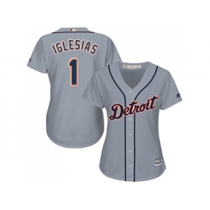 Women's Detroit Tigers #1 Jose Iglesias Grey Road Stitched MLB Jersey