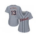 Women's Detroit Tigers #13 Omar Vizquel Grey Road Stitched MLB Jersey