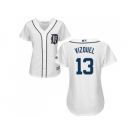 Women's Detroit Tigers #13 Omar Vizquel White Home Stitched MLB Jersey