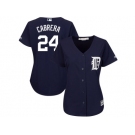 Women's Detroit Tigers #24 Miguel Cabrera Majestic Fashion Navy Cool Base Jersey