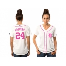 Women's Detroit Tigers #24 Miguel Cabrera White Home 2016 Mother's Day Cool Base Jersey