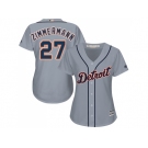 Women's Detroit Tigers #27 Jordan Zimmermann Grey Road Stitched MLB Jersey